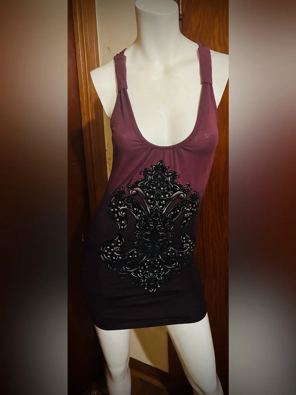 Rebel Spirit Edgy & Graphic Rhinestone Accented Tunic Top / Dress - Size S - Picture 2 of 4
